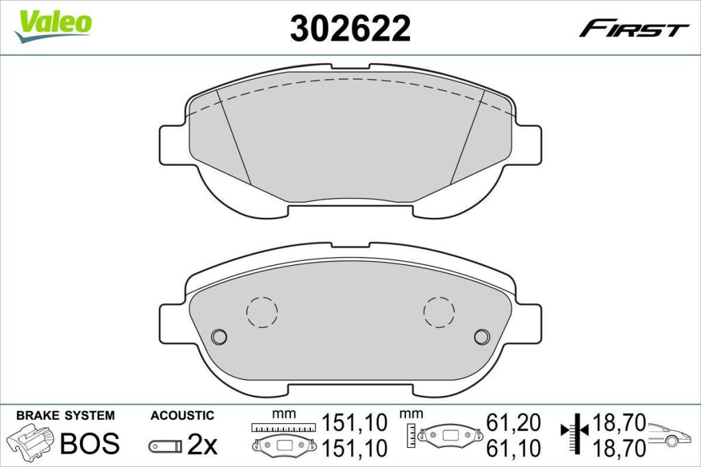 Jogo de 4 pastilhas de travão VALEO ref. 302622